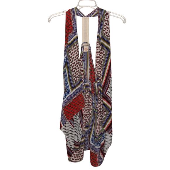 Flying Tomato Wms S Open Front Colorful Drape Vest Cardigan Festival Boho - Picture 2 of 5